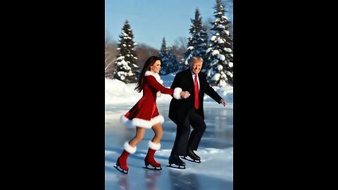 Donald Trump and First Lady Melania ice-skating.