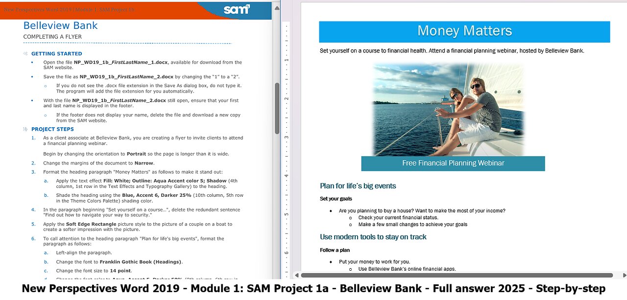 New Perspectives Word 2019 Module 1: SAM Project 1b | Belleview Bank - COMPLETING A FLYER (2025)