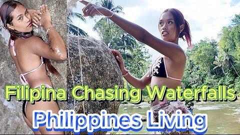 🇵🇭 Filipina Island Swimsuit Beauty Morena Model Chasing Waterfalls! Off Grid Living Philippines