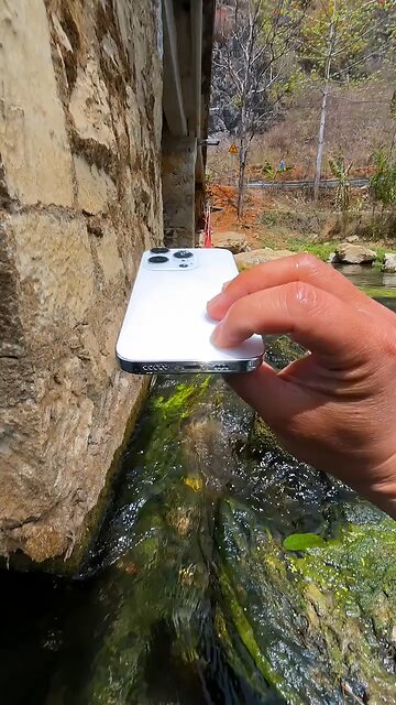iphone 16 pro 4k camera testing in stream water