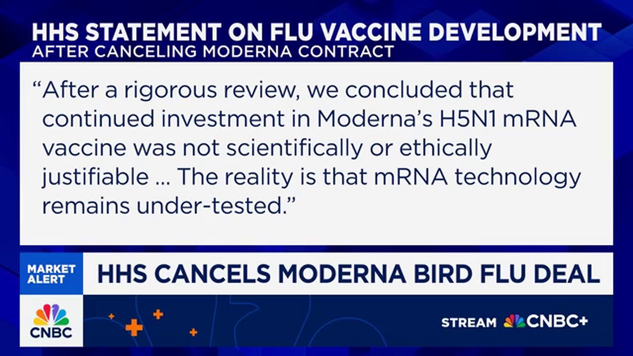 RFK Jrs HHS cancels Government Contract to Fund & Buy the Moderna Bird Flu Vaccine 🚫💉
