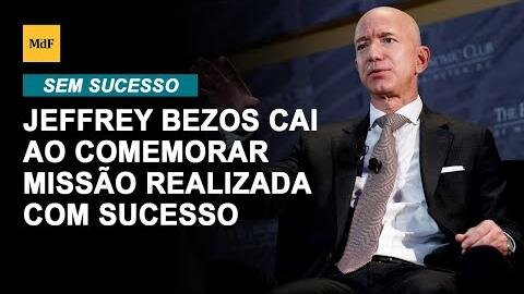 Jeffrey Bezos cai ao comemorar a missão realizada com sucesso, que levou a cantora Katy Perry