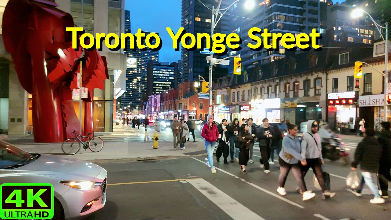 【4K】Saturday Night on Yonge St Cool Spring Vibes in Downtown Toronto Canada 🇨🇦