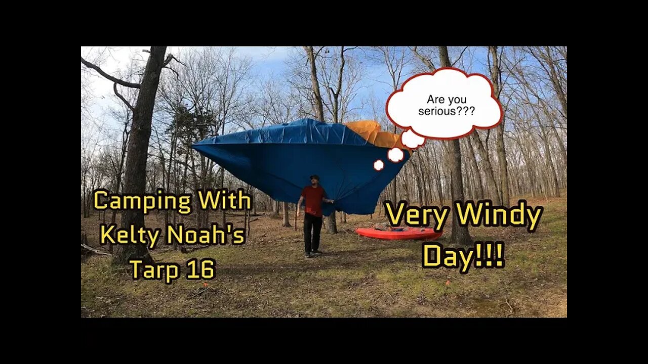 Hammock Camping With Kelty Noah's Tarp 16 (Very Windy Day!!!)