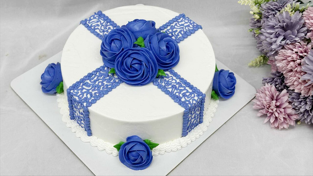Royal Blue Rose Cake Design | New Esay vanilla Cake Decoration Idea #cake