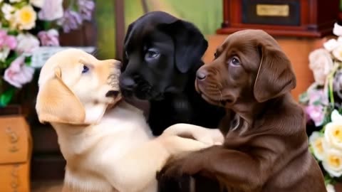 You've NEVER seen puppies dance like this! ¡3 cachorros labradores bailando juntos!