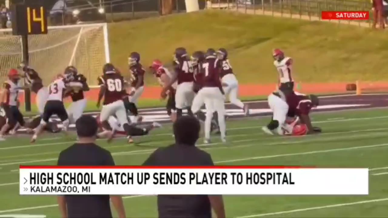 15yo ⚪️ kid has his spine broken in 2 places after a blatant attack by a fat ⚫️er in a JV football game in Kalamazoo, Michigan.