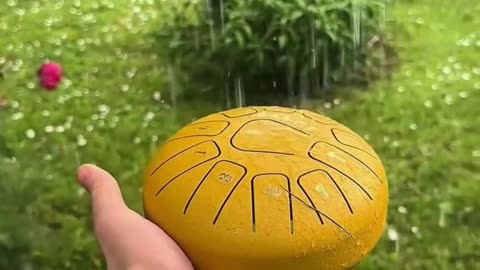 Rain Drum for Relaxation Garden Rain Peace Love Instrument Music Drum Waterproof Meditation Chime