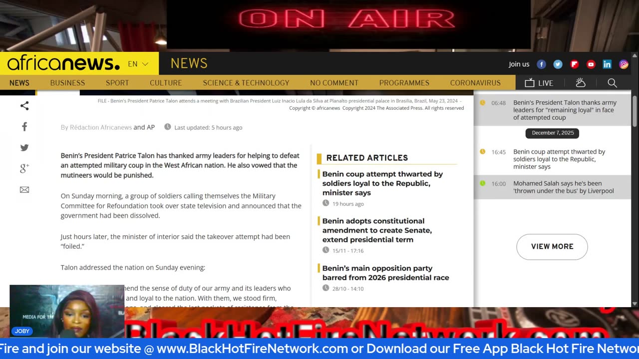 BENIN TRIES TO REMOVE THE PRESIDENT BUT THE COUP FAILS