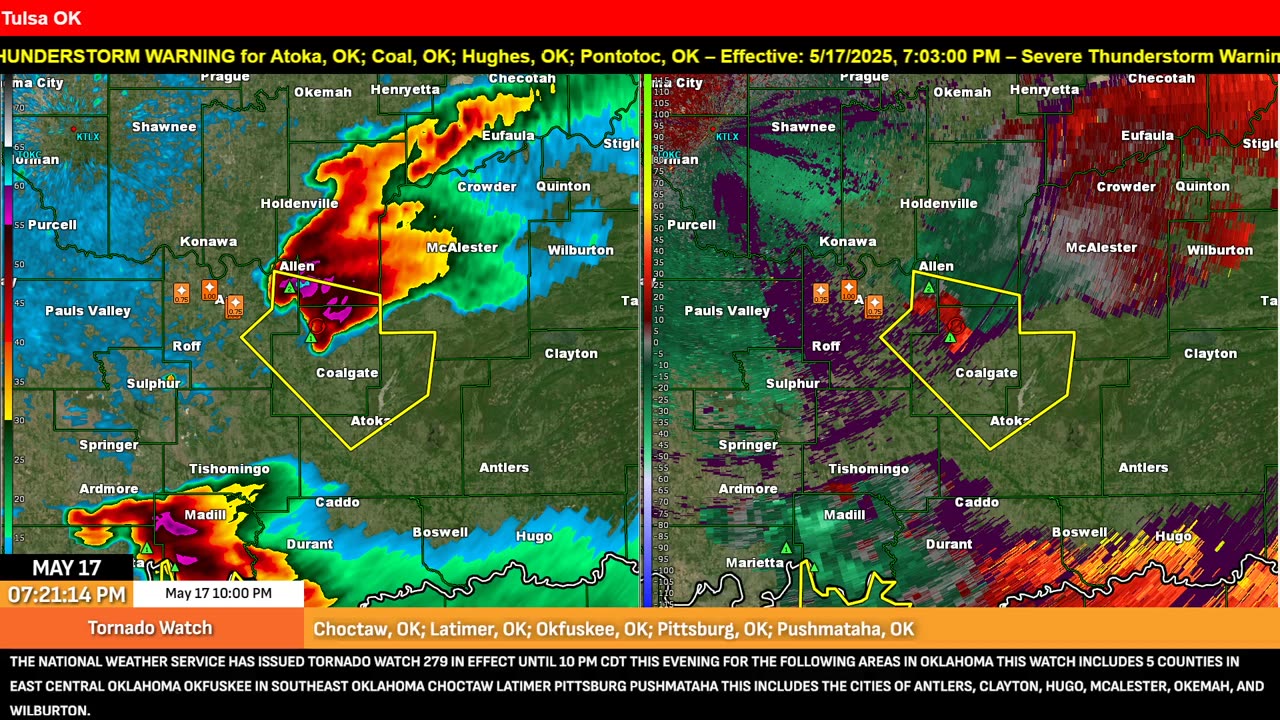 Tornado Warnings Across OK & TX – LIVE Radar May 17