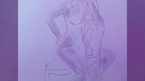 Original Pencil Drawing "Woman sitting in chair'