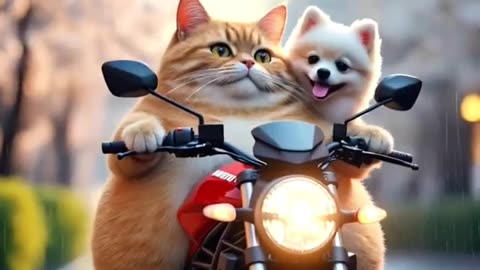 Heroic Cat Saves Kitten from a Furious Beast _funny _aicat _catvideos _cat