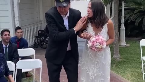 Veteran surprises daughter at wedding ️.hd