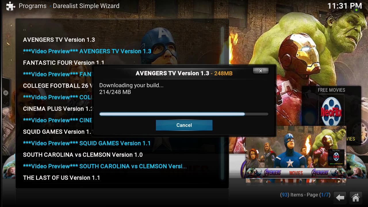 How to install the Avengers TV Kodi Build