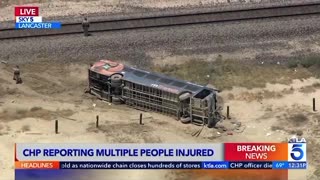 7/2/25 Around 20 people sent to the hospital after city bus overturns in Lancaster, Calif.