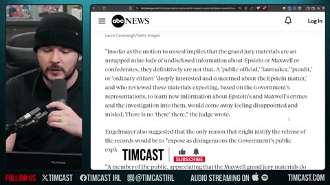 Judge Blocks Trump From Releasing Epstein Testimony, CNN Says Trump Was Right | Tim Pool
