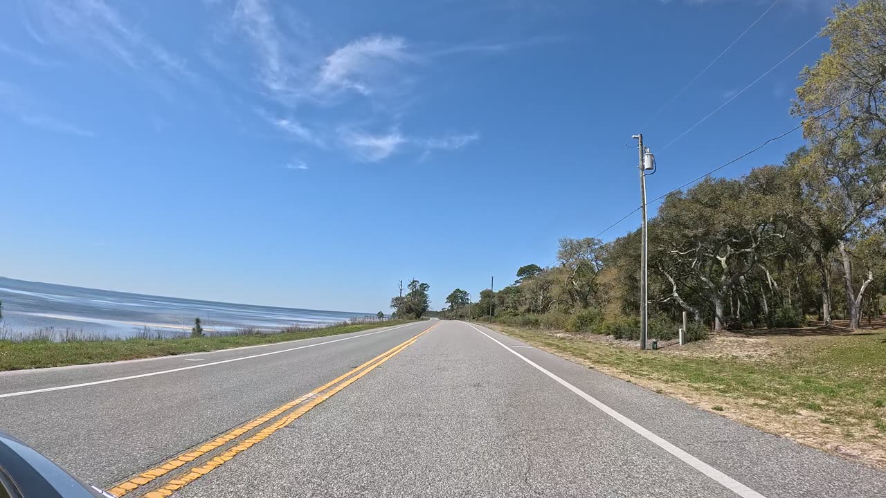 Day 3 March 26 Part 3B Traveling US 319 along the Gulf of America near St. George Sound.