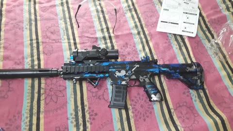 Gel Ball Blaster Gun Toy Automatic Ball Gun (Multi Color - M416) | in Hindi.