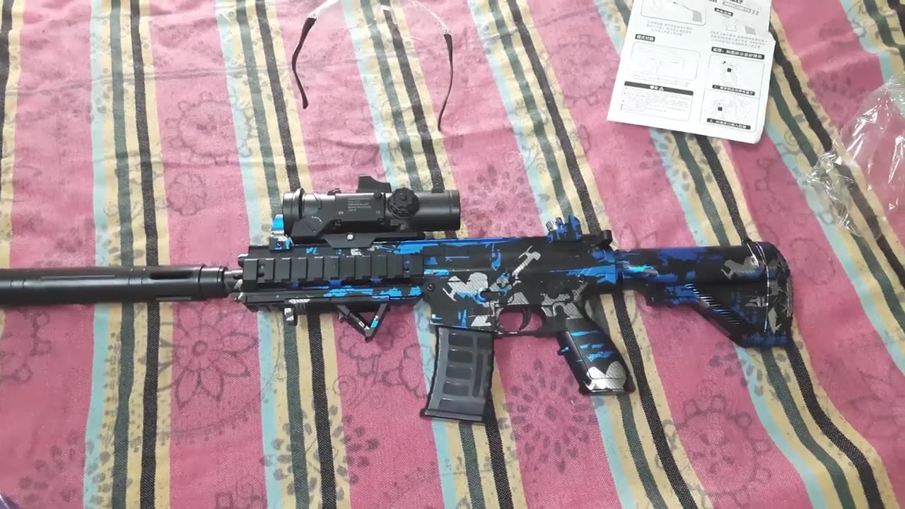 Gel Ball Blaster Gun Toy Automatic Ball Gun (Multi Color - M416) | in Hindi.