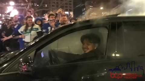 Car Burns Rubber In Celebration of Seattle Seahawks Superbowl Win