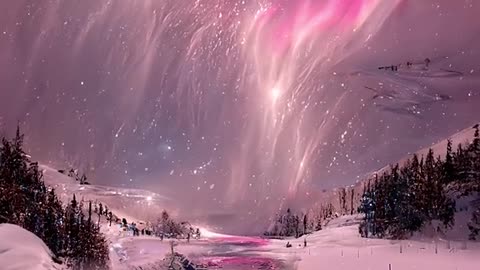 Pink Aurora Night: A Magical Journey of the Snow Spirit