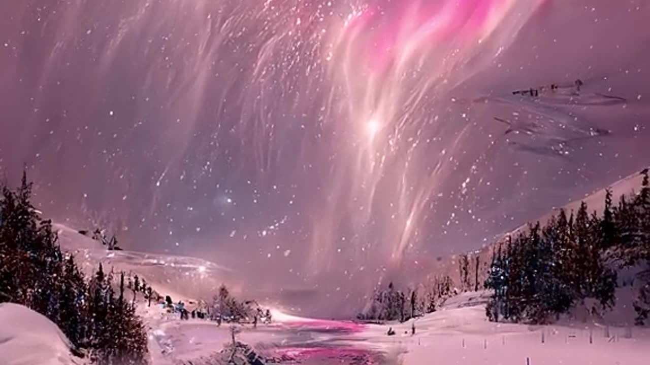 Pink Aurora Night: A Magical Journey of the Snow Spirit