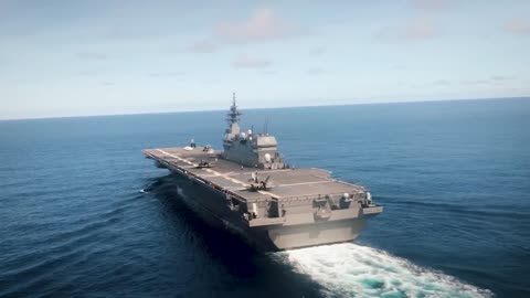 F-35B Lightning landing on and taking off Japanese aircraft carrier DDH-184 Kaga