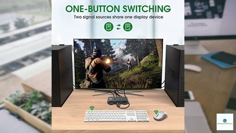 4K KVM Switch HDMI 2 Port Box, USB HDMI KVM Switches for 2 Computers Share Keyboard Mouse