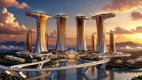 Sci-Fi Utopia | Futuristic White & Gold City
