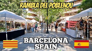 Exploring Barcelona Spain: City Walking Tour Along Rambla del Poblenou
