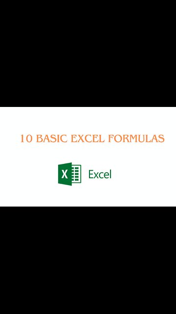 10 Basic Excel Formulas #shorts