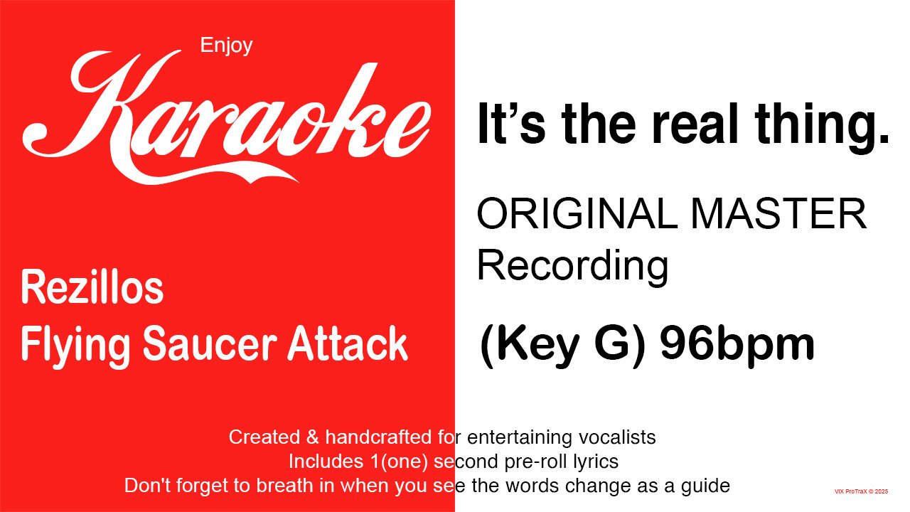 Rezillos - Flying Saucer Attack (Key G) 96bpm (2025) Karaoke