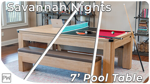 Savannah Nights 7 Ft Pool Table Set with Benches and Top | Chamberlain