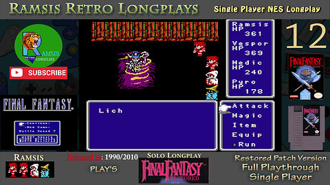 Final Fantasy Restored + (NES) | Earth Cave - Lich | Episode #12