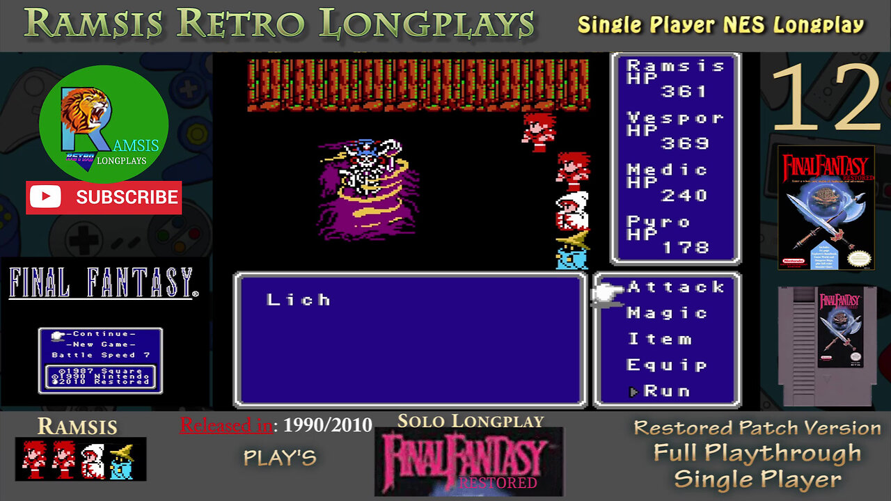 Final Fantasy Restored + (NES) | Earth Cave - Lich | Episode #12