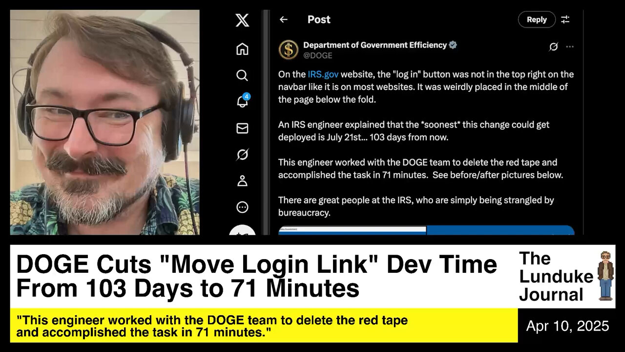 DOGE Cuts "Move Login Link" Dev Time from 103 Days to 71 Minutes