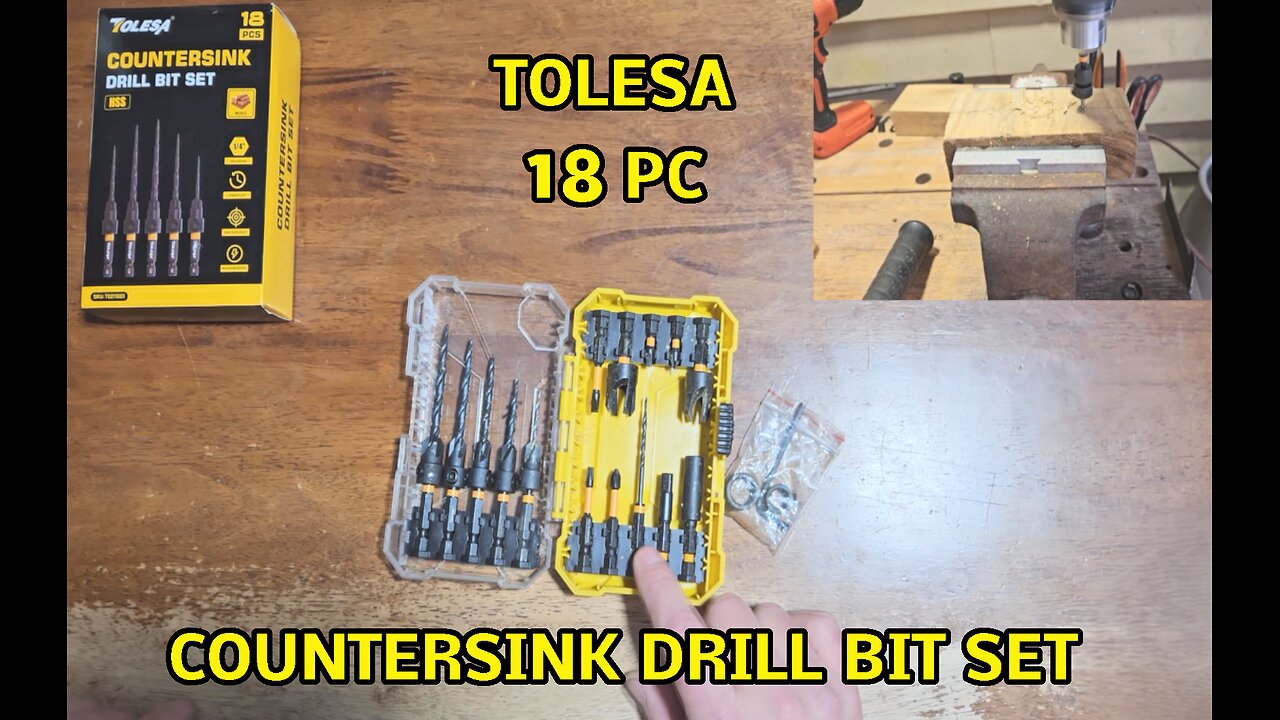 TOLESA 18 PC Countersink Drill Bit Set, Hex Shank, Case