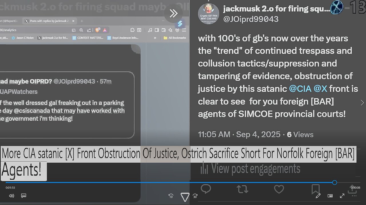 More CIA satanic [X] Front Obstruction Of Justice, Ostrich Sacrifice, Norfolk Foreign [BAR] Agents!