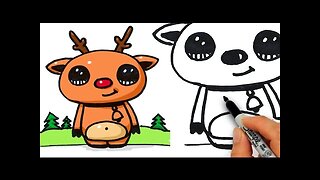 How to Draw Cute Rudolph The Red Nosed Reindeer Easy Beginner
