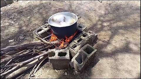 Una cabeza de cerdo en las brasas...