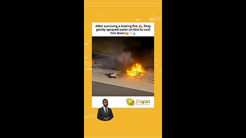 After surviving a blazing fire 🔥, They gently sprayed water on him to cool him down🥺✨💧