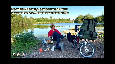 A Quiet Morning Brompton Ride & Outdoor Breakfast/ Croissant Sandwich, Yogurt & Indonesian Coffee