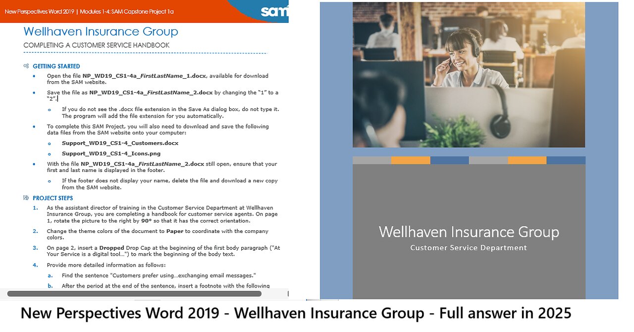 New Perspectives Word 2019 | Modules 1-4: SAM Capstone Project 1a | Wellhaven Insurance Group