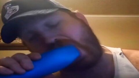 HyattAmerica aka KingHyatt Sucks On Big Blue Dildo, Licks A Cucumber And More!