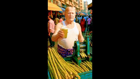 Trump selling sugarcane juice? 🍹