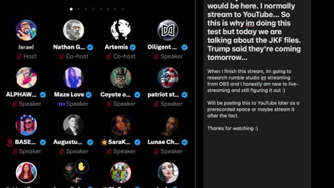 Twitter Spaces: First Rumble Stream. (Testing)