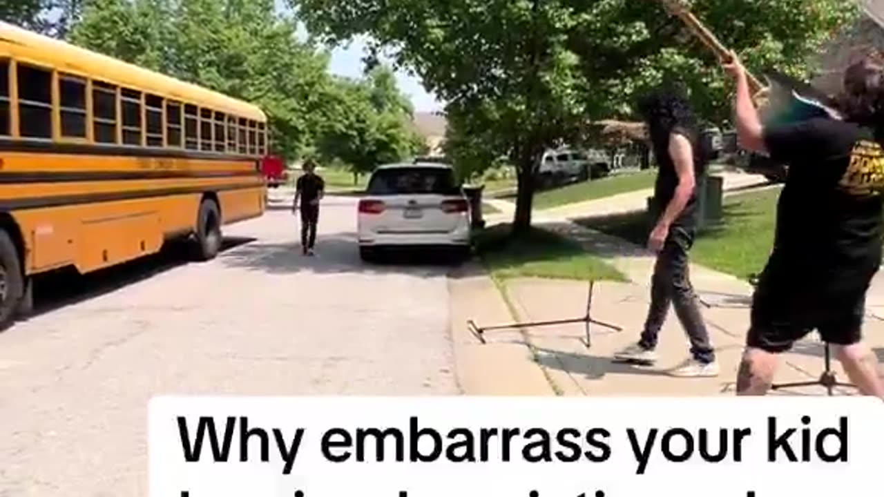 Embarrassing your kid on the last day of school 🤣🤣