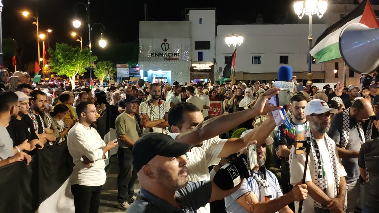 مسيرة شعبية بطنجة لدعم فلسطين ومناهضة التطبيع 28 08 2025 كلمة الجبهة المغربية بسور المعكازين