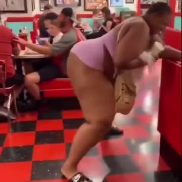 Fugly-Flabby Ratchet Twerks at Restaurant