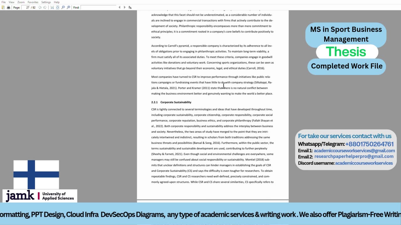 Student Work (Thesis) |A Comparative Study on CSR in Football Sponsorships | JAMK University Finland